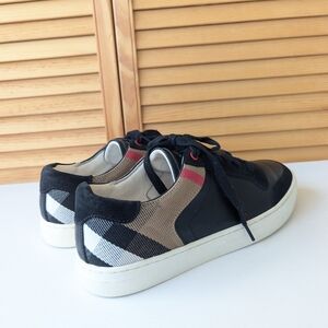 Burberry Black, Beige and White Low-Top Sneakers